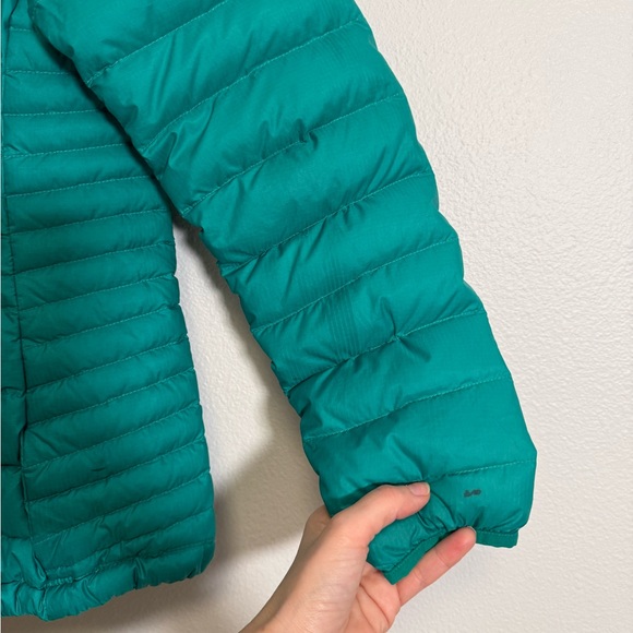 Patagonia Women's Down Sweater puff zip jacket in aqua stone/green Sz M ~flaw - Picture 10 of 11